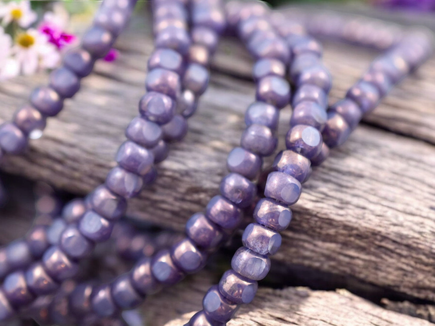*50* 4x3mm Purple Washed Lilac Opal Trica Beads