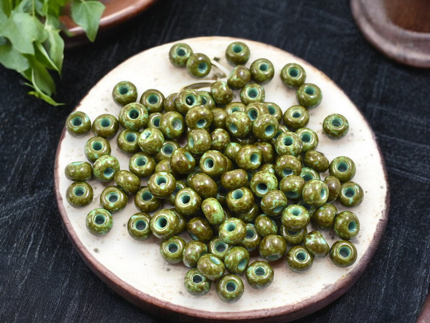 50G Turquoise Picasso Czech 2/0 Seed Beads