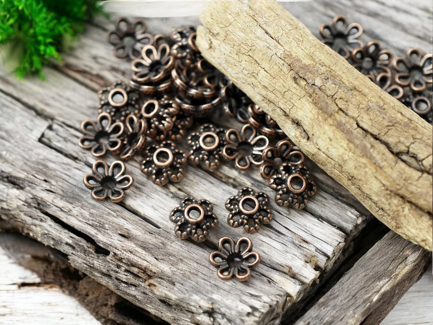 *250* 6mm Antique Copper Flower Bead Caps