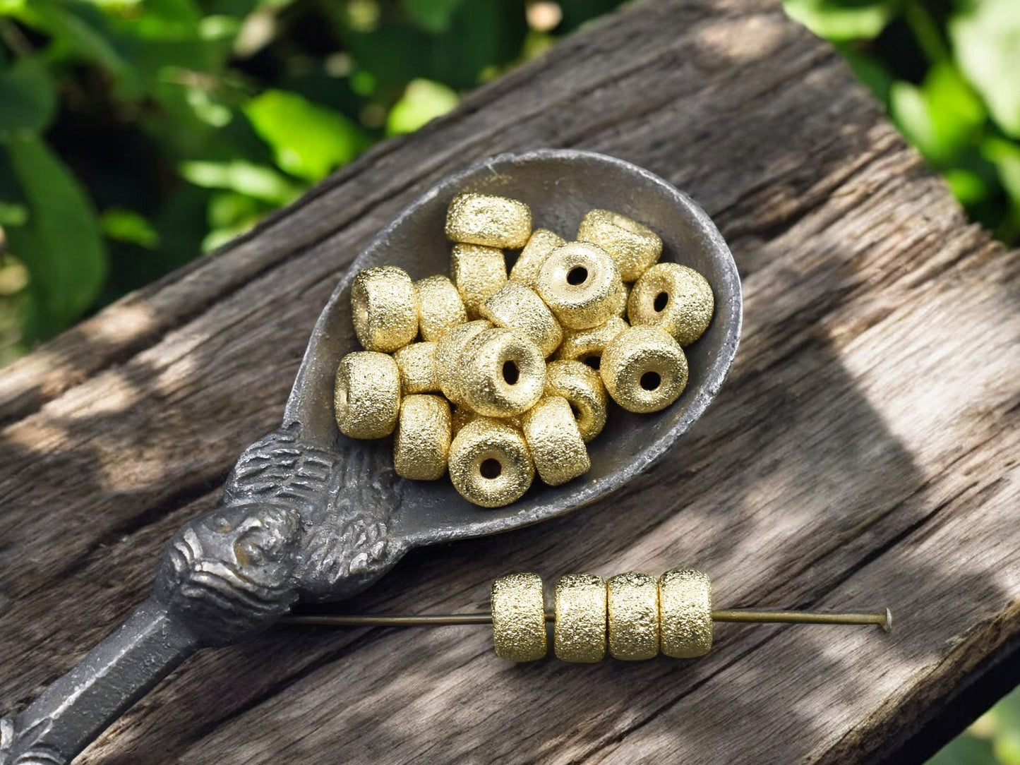 24K Gold Plated Brass Stardust Rondelle Beads - 4 or 6mm