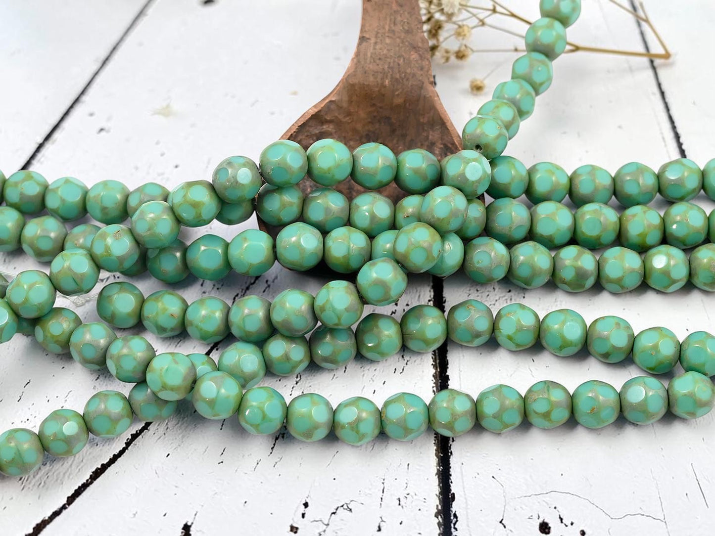*19* 8mm Turquoise Picasso Table Cut Round Beads