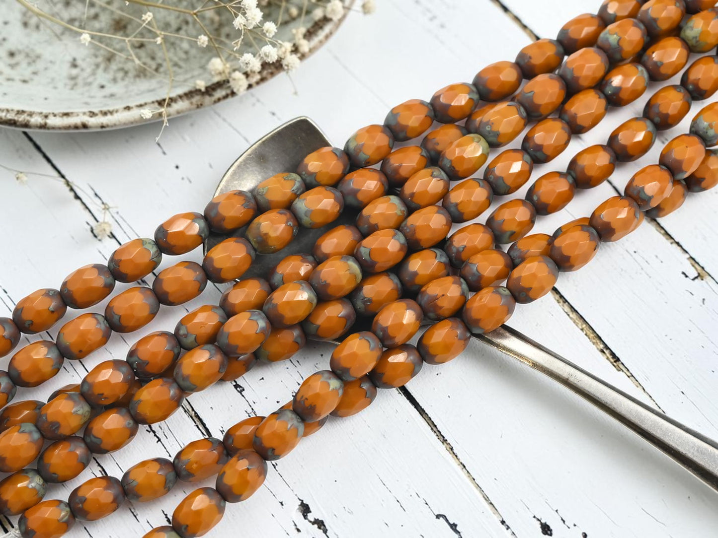 *19* 6x8mm Goldenrod Picasso Fire Polished Oval Beads