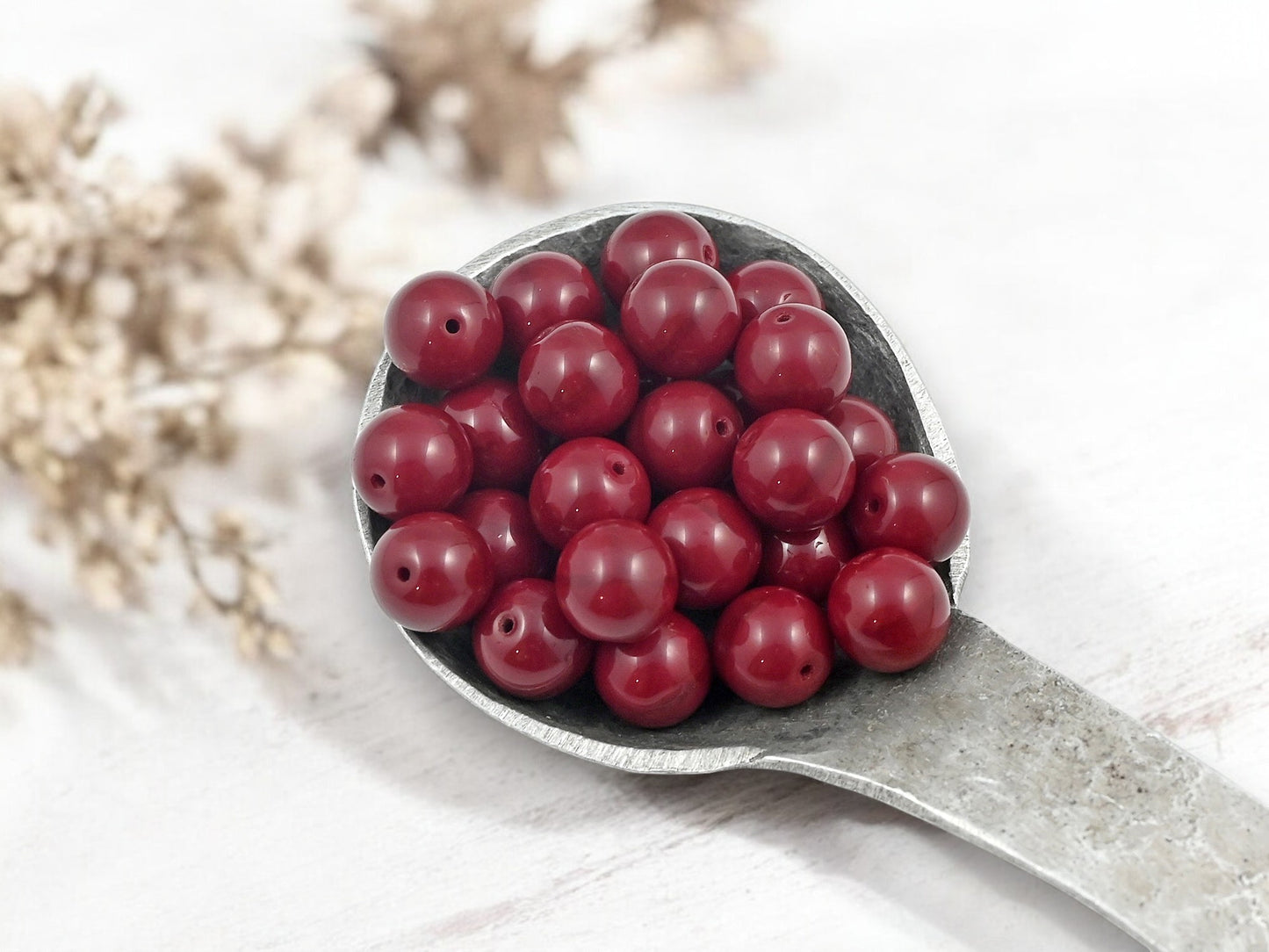 Opaque Dark Red Round Druk Beads - Choose Your Size