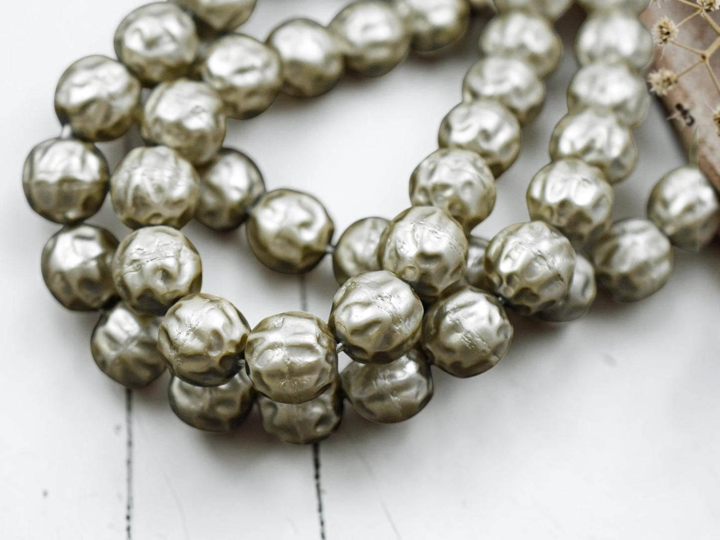 Czech Glass Satin Taupe Pearl Baroque Round Beads -- Choose Your Size