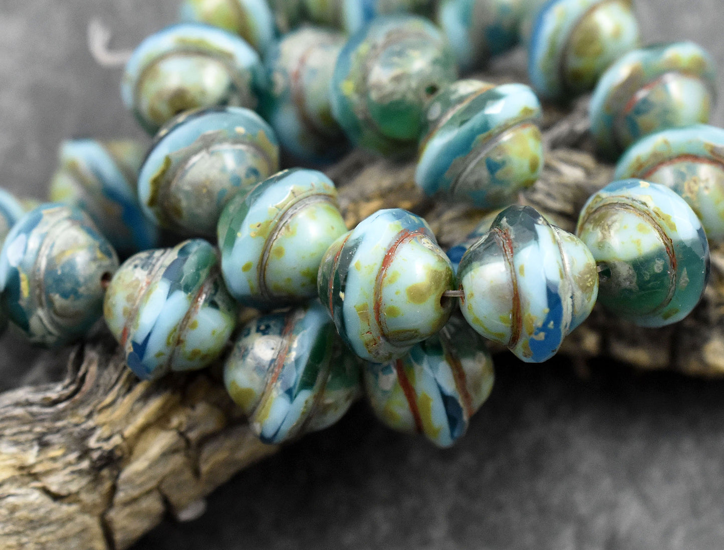 Blended Aqua Turquoise Picasso Saturn Beads
