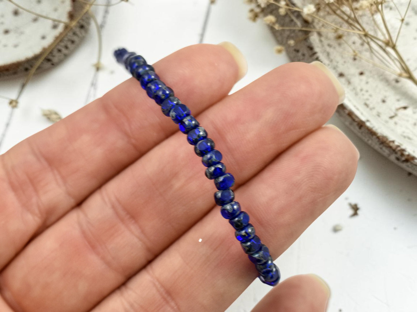 *50* 4x3mm Cobalt Picasso Trica Beads
