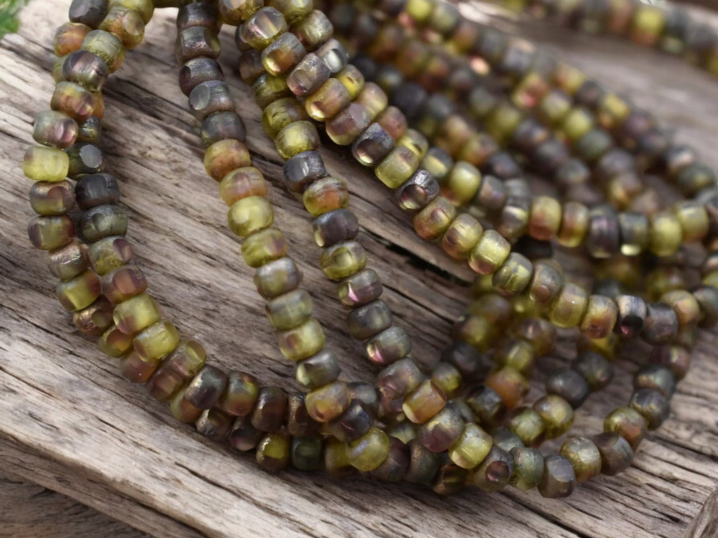 *50* 4x3mm Copper Washed Matte Crimson Sunset Trica Beads