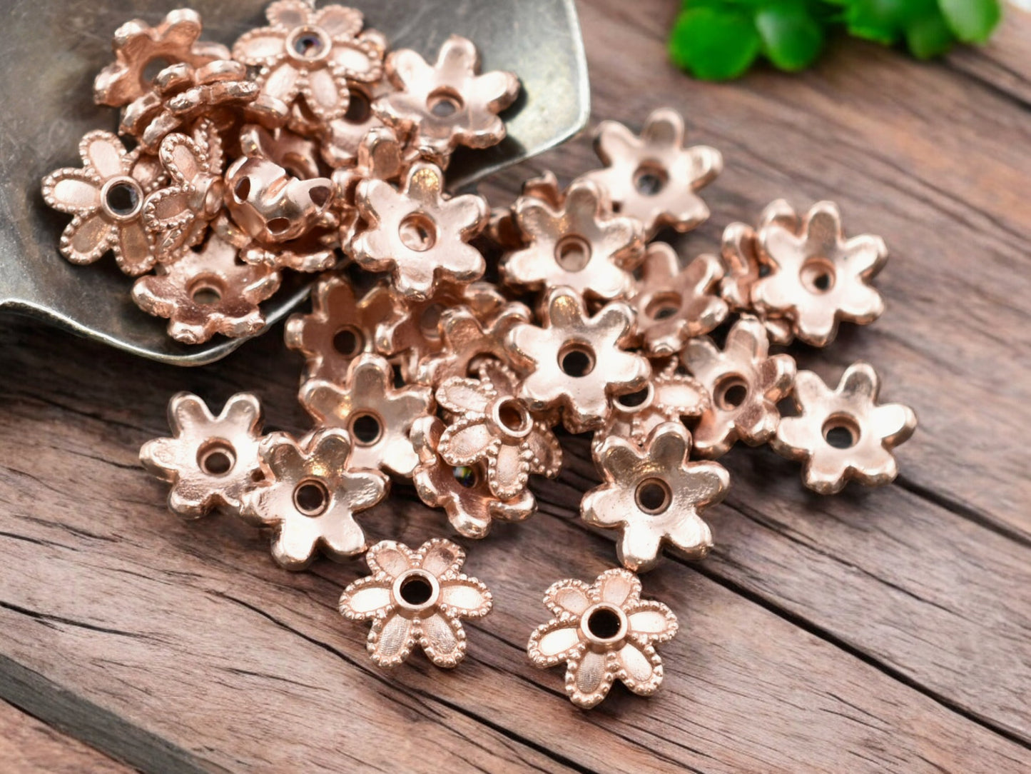 *100* 8mm Rose Gold Bead Caps