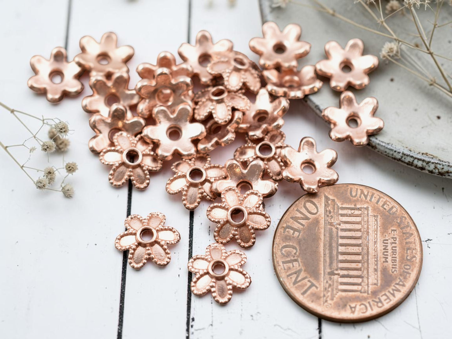*100* 8mm Rose Gold Bead Caps