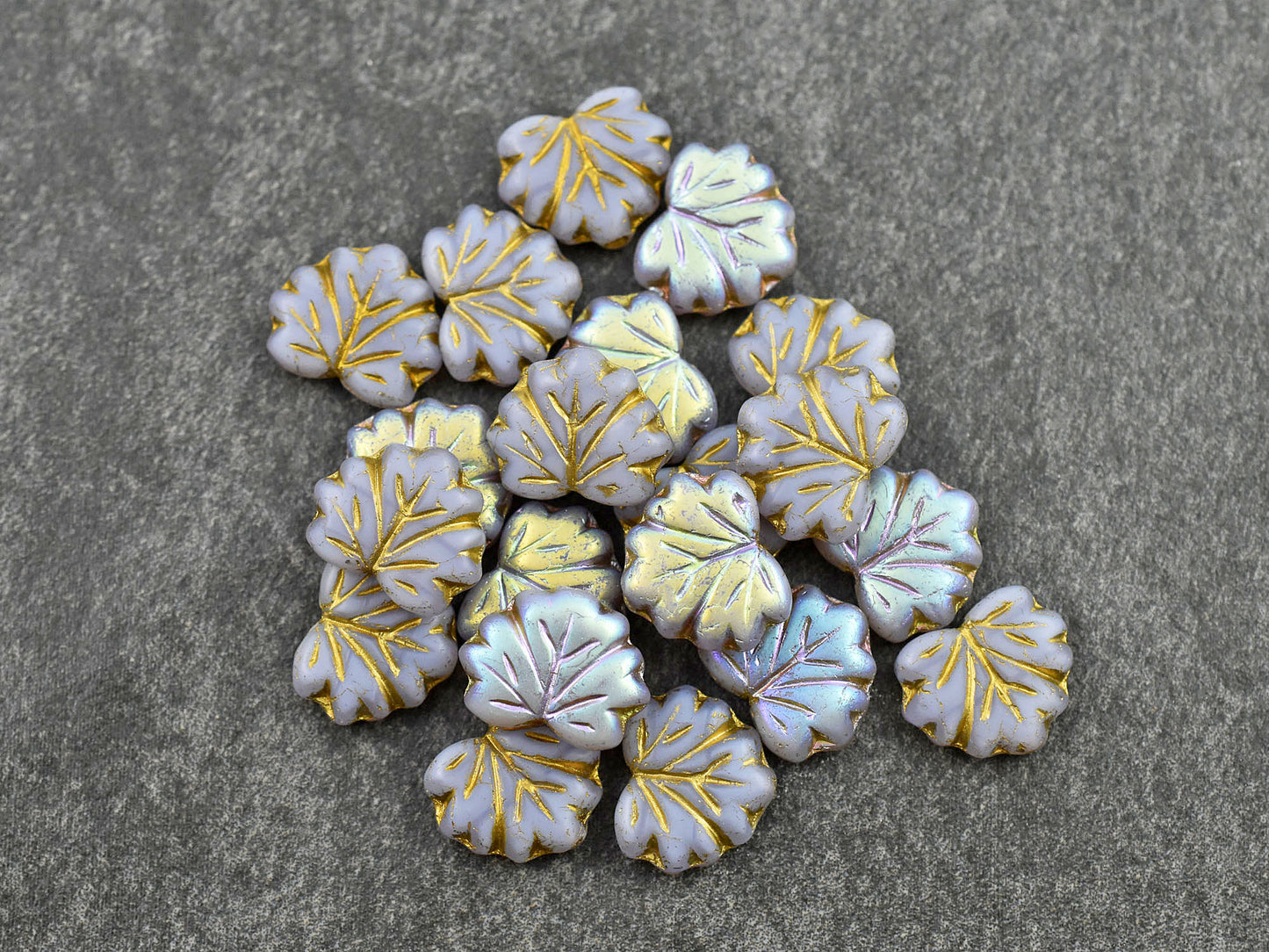 *20* 13x11mm Gold Washed Matte Thistle AB Maple Leaf Beads
