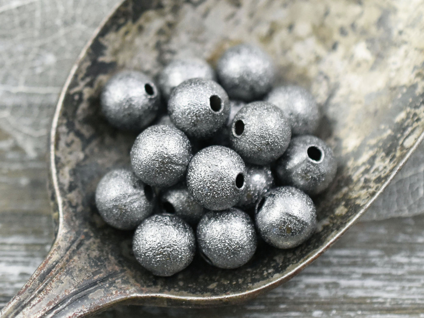 Gunmetal Stardust Round Beads -- Choose Your Size