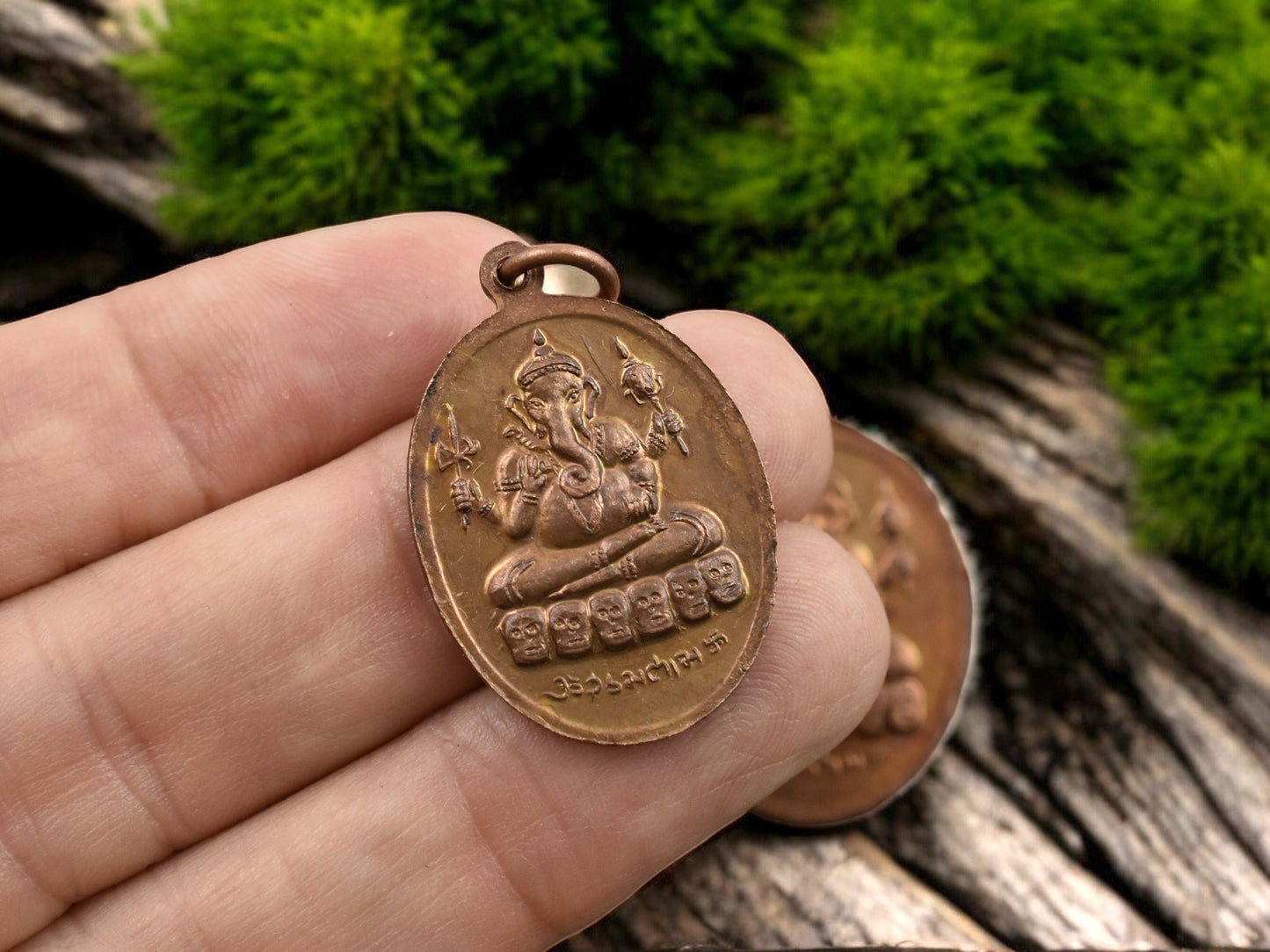 21x31mm Copper Finished Oval Ganesh/Shiva Amulet Pendant
