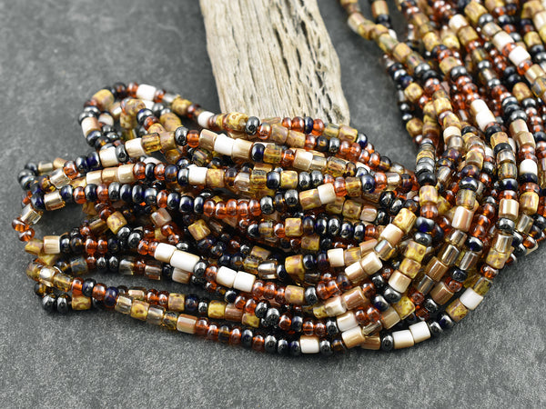 6/0 Aged Honeycomb Picasso Mix Seed Beads (20" Strand)