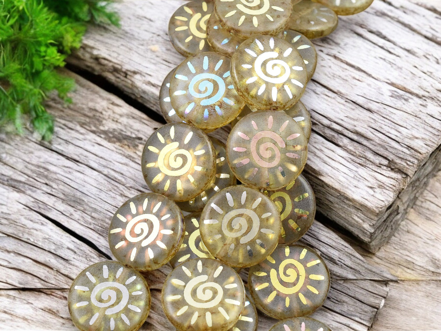 *8* 17mm Crystal Picasso AB Laser Tattoo Sun Coin Beads