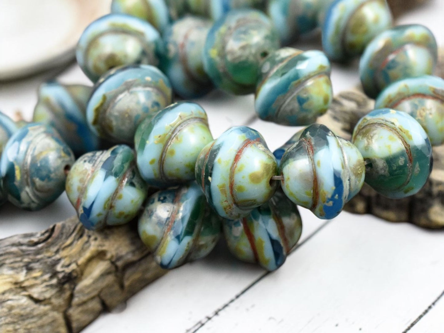 Blended Aqua Turquoise Picasso Saturn Beads