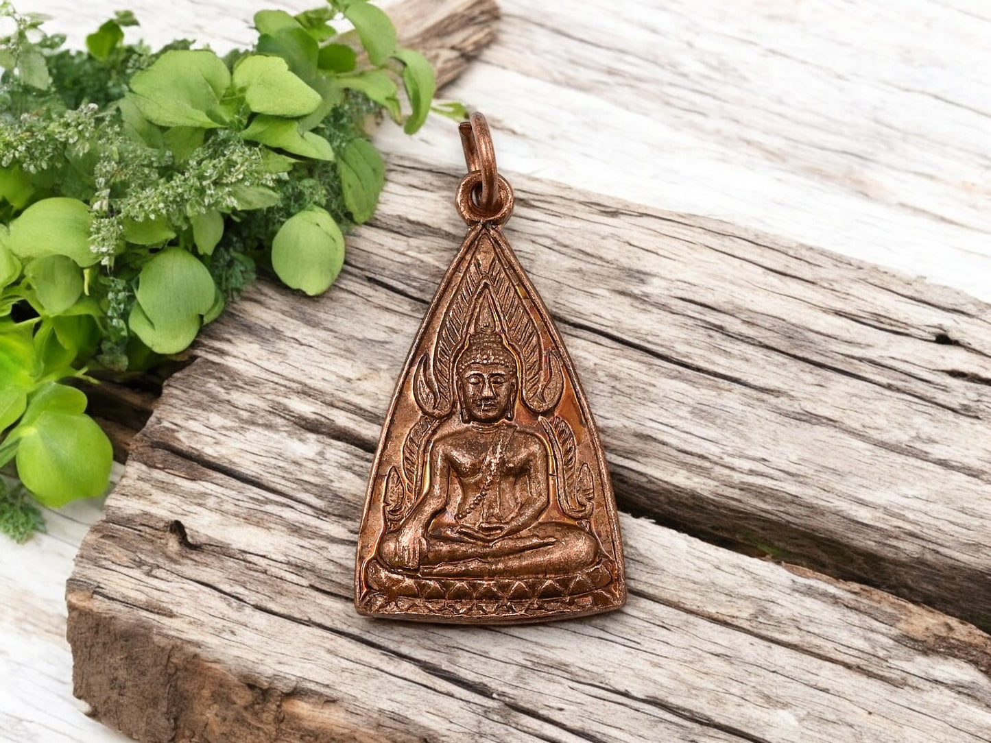 21x39mm Plated Brass Buddha Temple Amulet Pendant