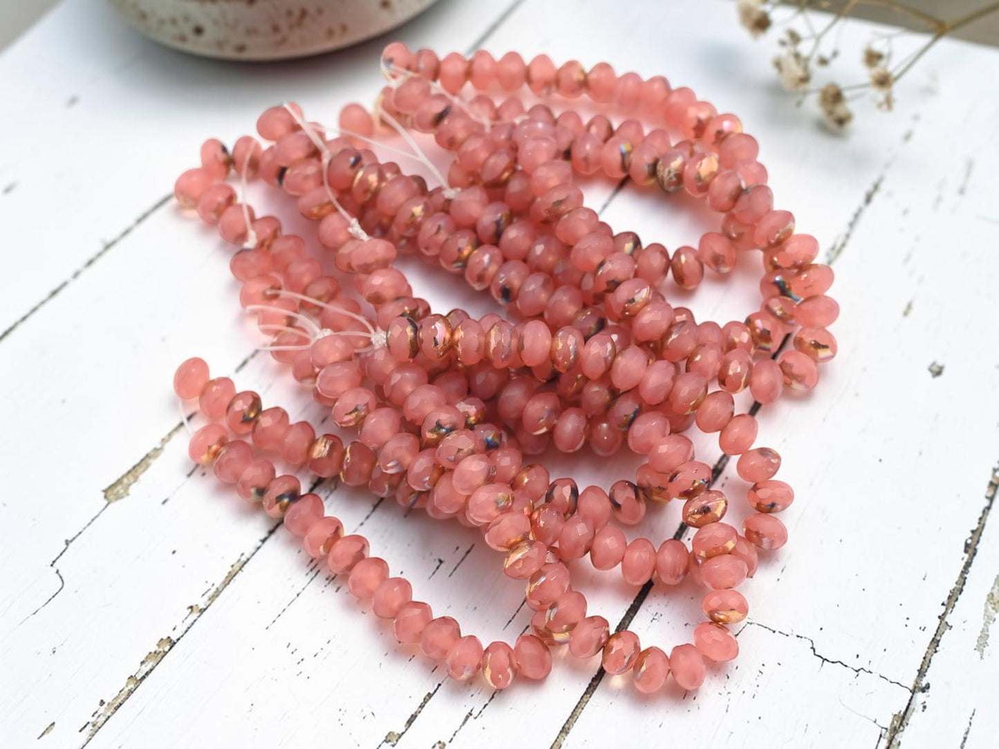 *30* 3x5mm Copper Rainbow Washed Rosewood Fire Polished Rondelle Beads