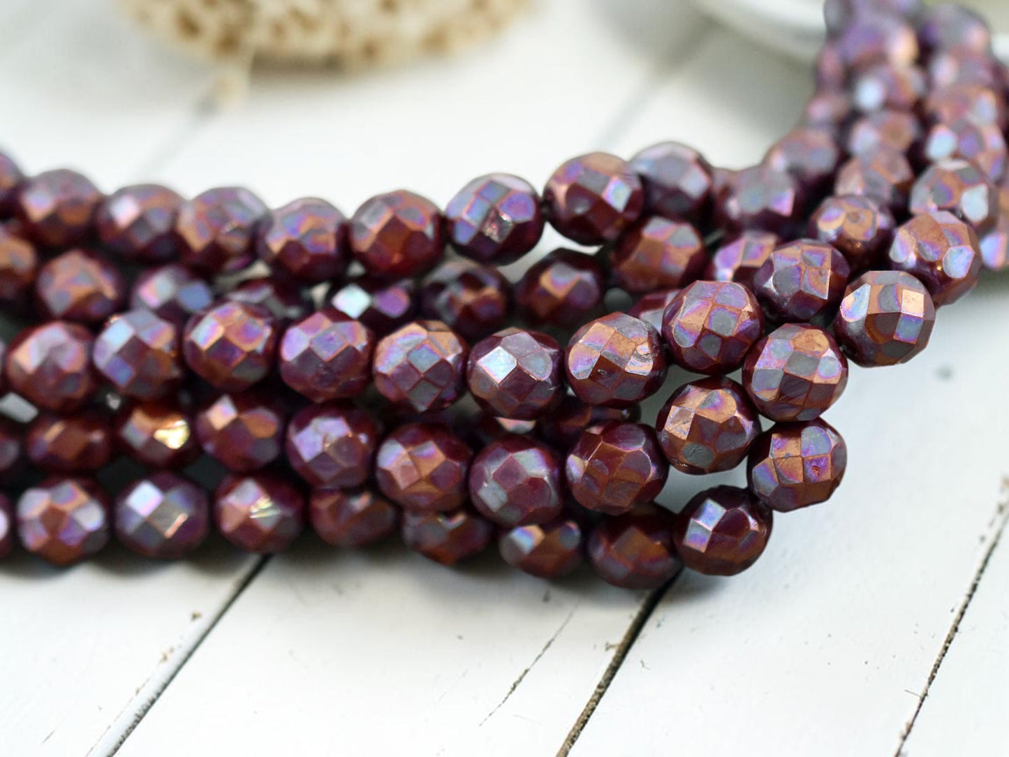 Red Wine Nebula Fire Polished Round Beads