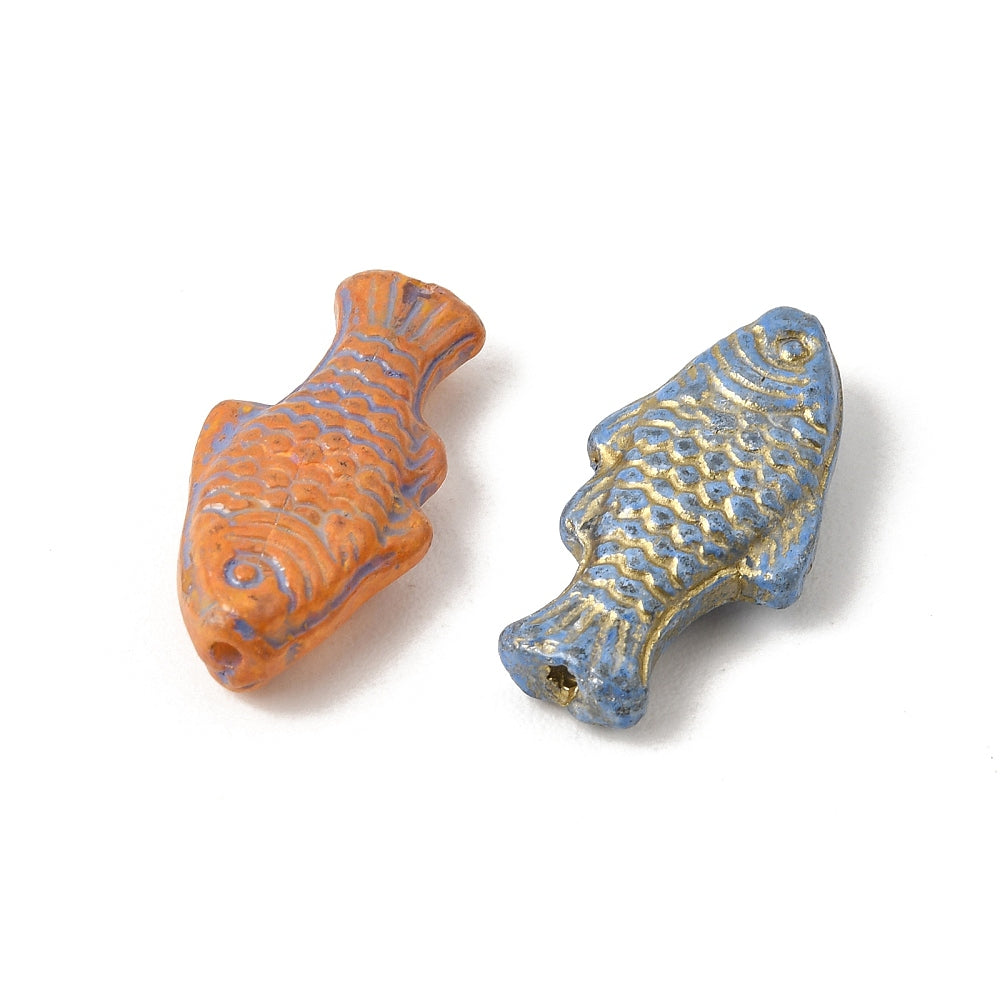 *10* 25x12x6mm Mixed Color Fish Beads