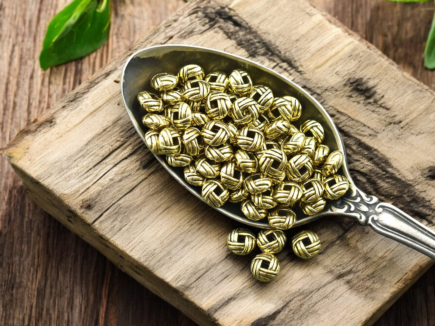 *100* 6mm Antique Gold Puffy Rondelle Spacer Beads