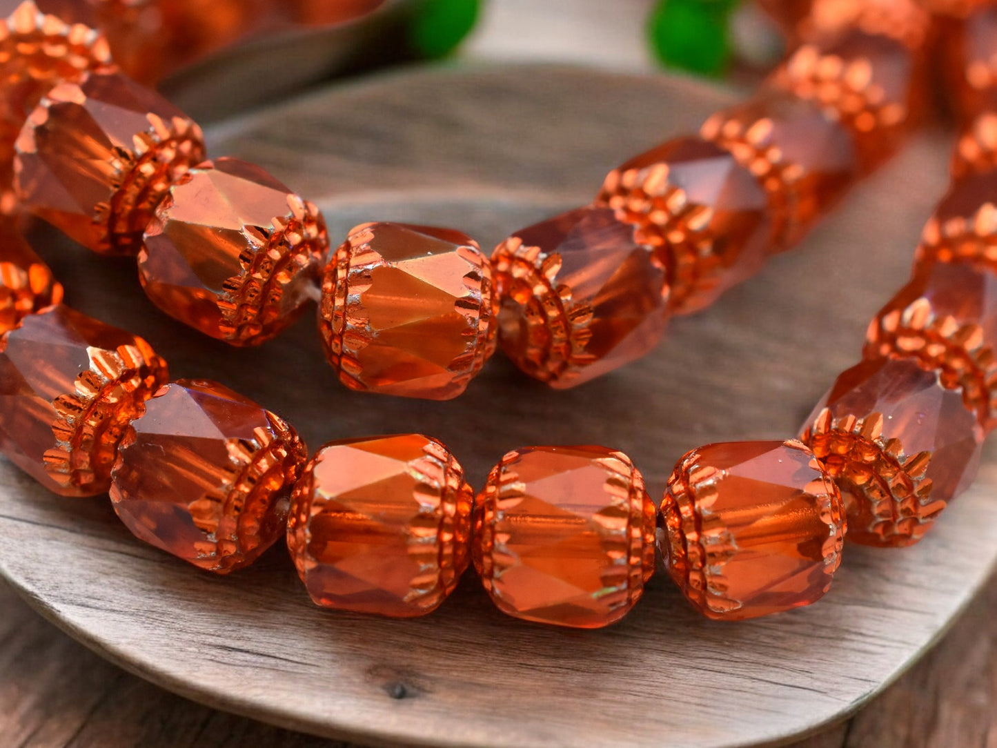 Orange Washed Tangerine Apollo Fire Polished Cathedral Beads