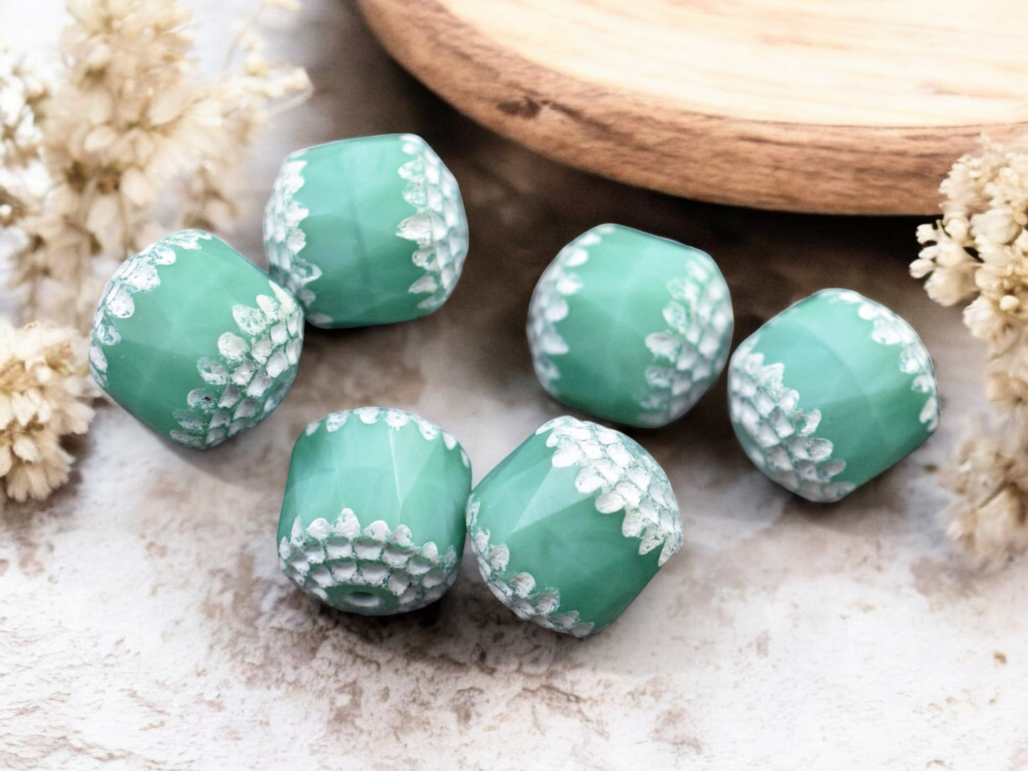 White Washed Opaque Turquoise Fire Polished Cathedral Beads -- Choose Your Size