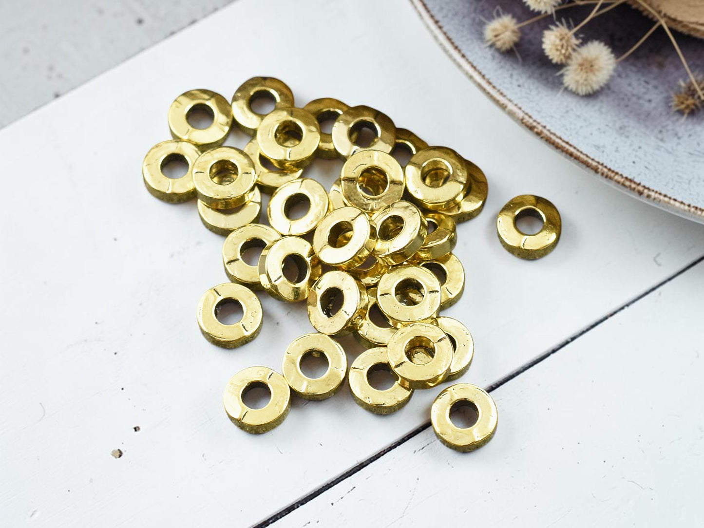 *100* 6x2mm Antique Gold Donut Spacer Beads