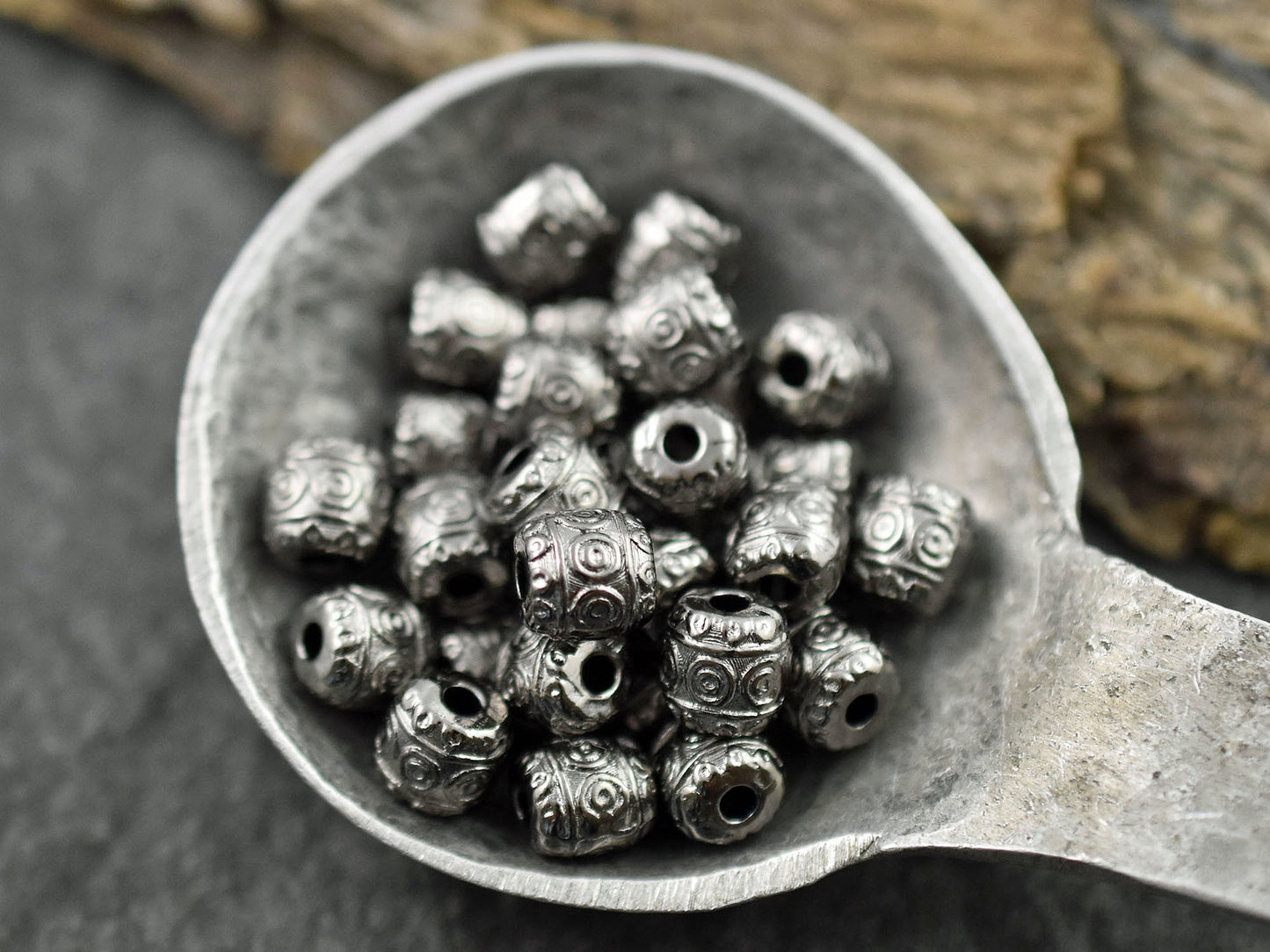 *50* 6x5mm Gunmetal Barrel Beads