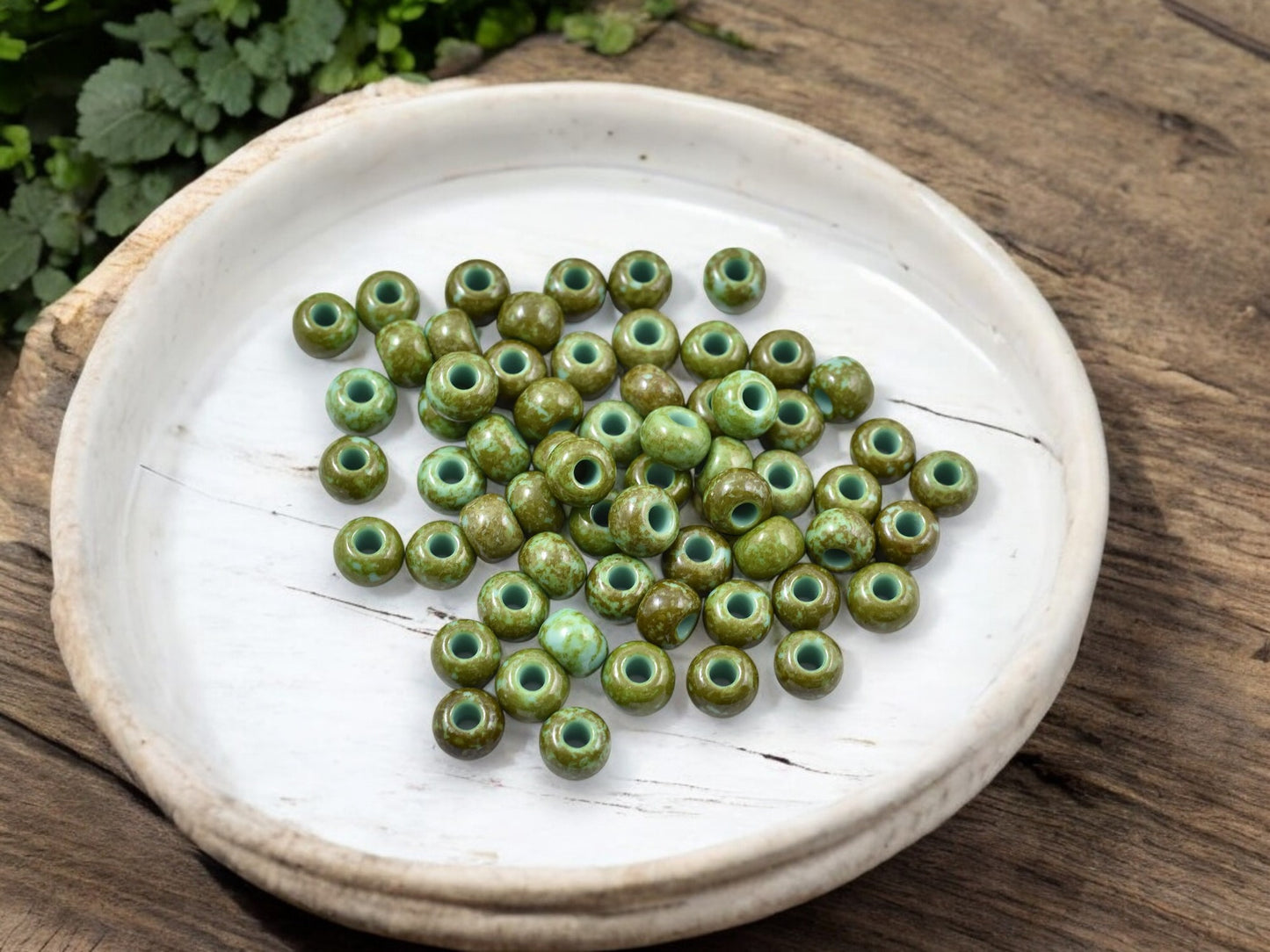 50G Opaque Turquoise Picasso Czech 32/0 Seed Beads