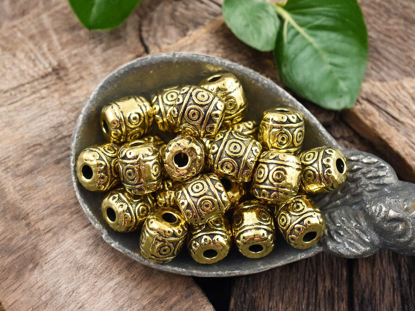 *50* 5x6mm Antique Gold Barrel Beads