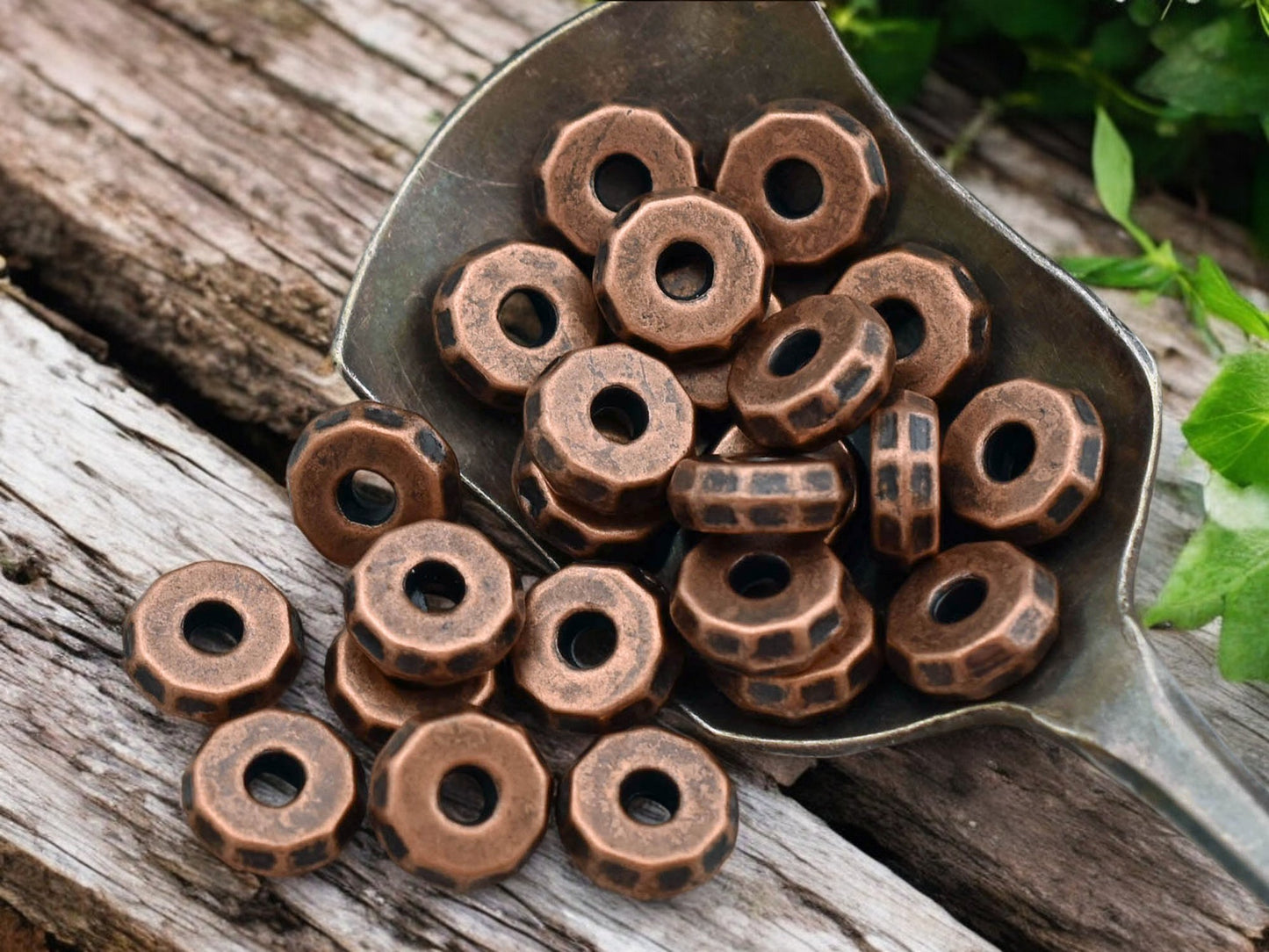 *50* 8x3mm Antique Copper Faceted Rondelle Beads