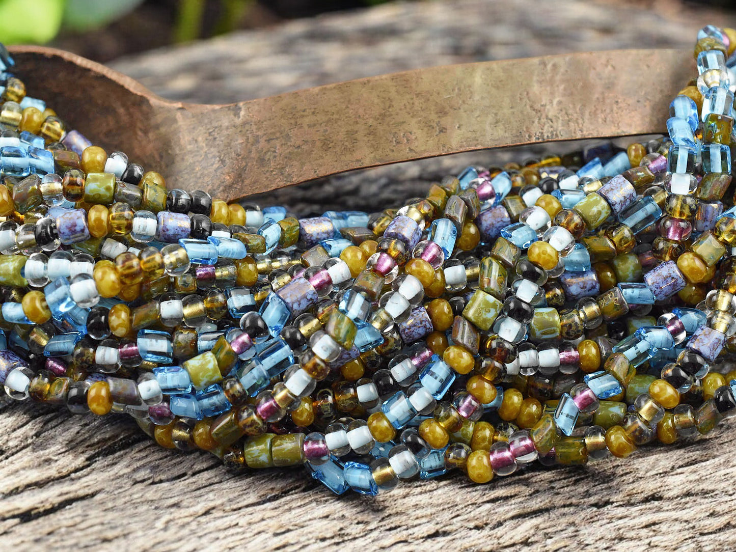 6/0 Aged Dark Ice Picasso Czech Glass Seed Bead Tube Mix (22" Strand)