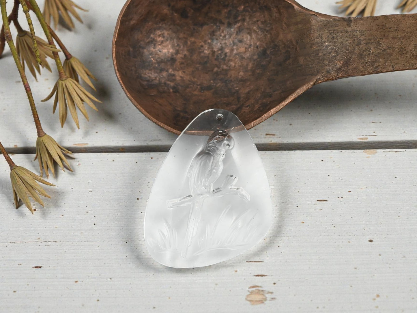 34x25mm Vintage German Crystal Bird Pendant