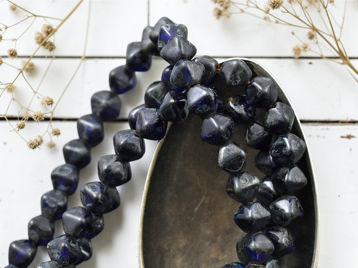 *40* 6mm Cobalt Travertine Lucerna Bicone Beads