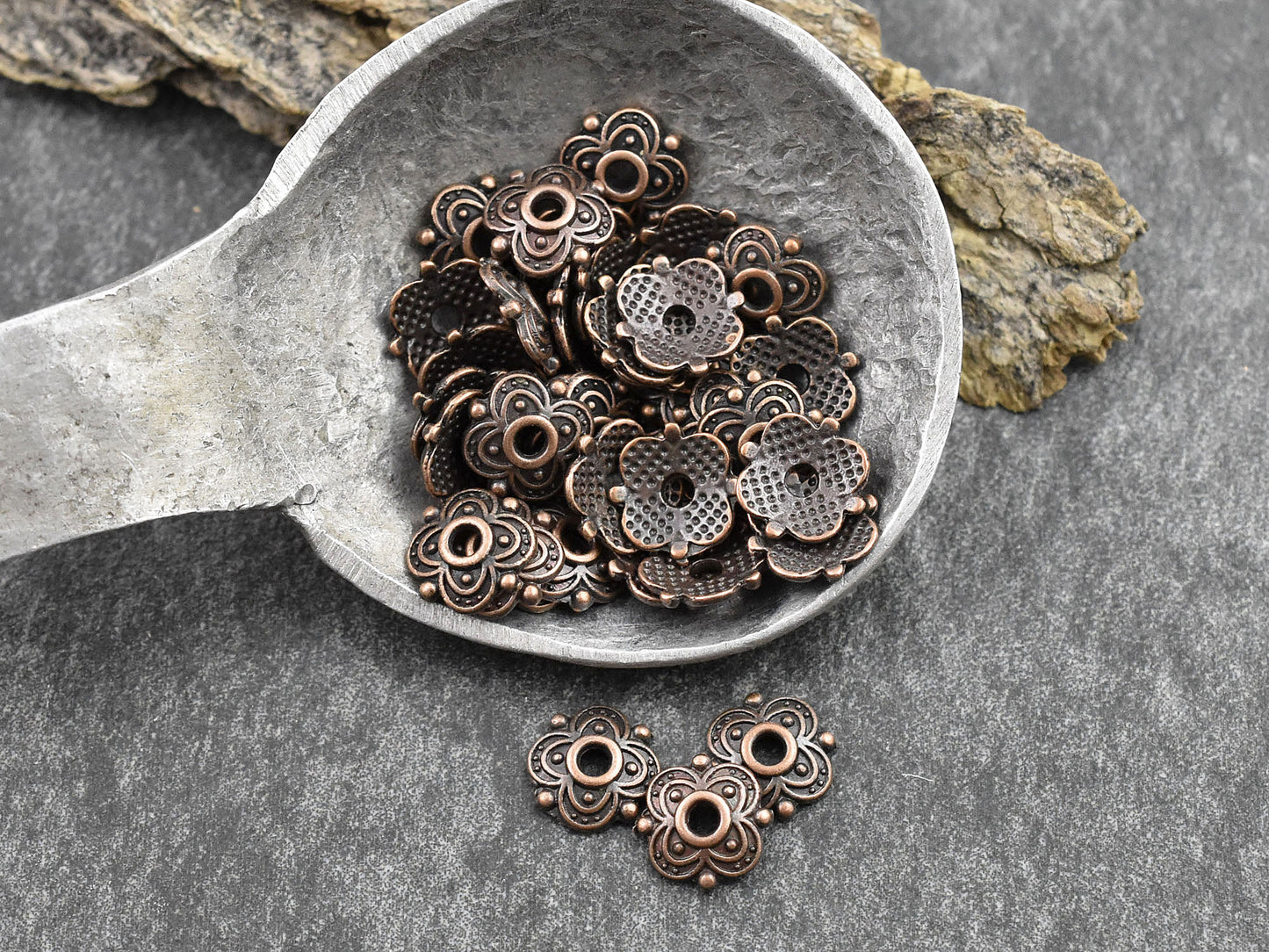 *250* 8mm Antique Copper Bead Caps
