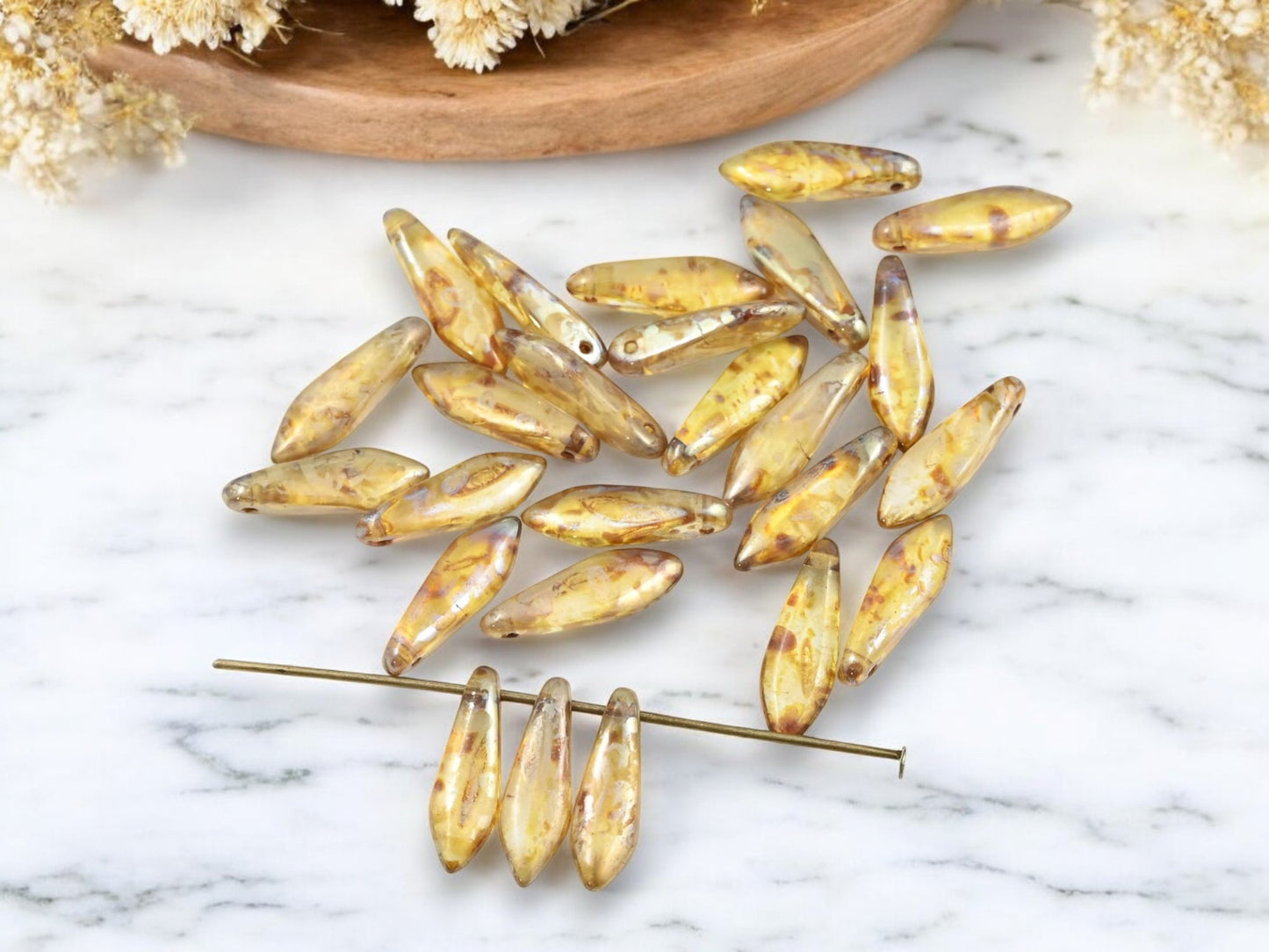 *40* 5x16mm Crystal Luster Picasso Dagger Beads