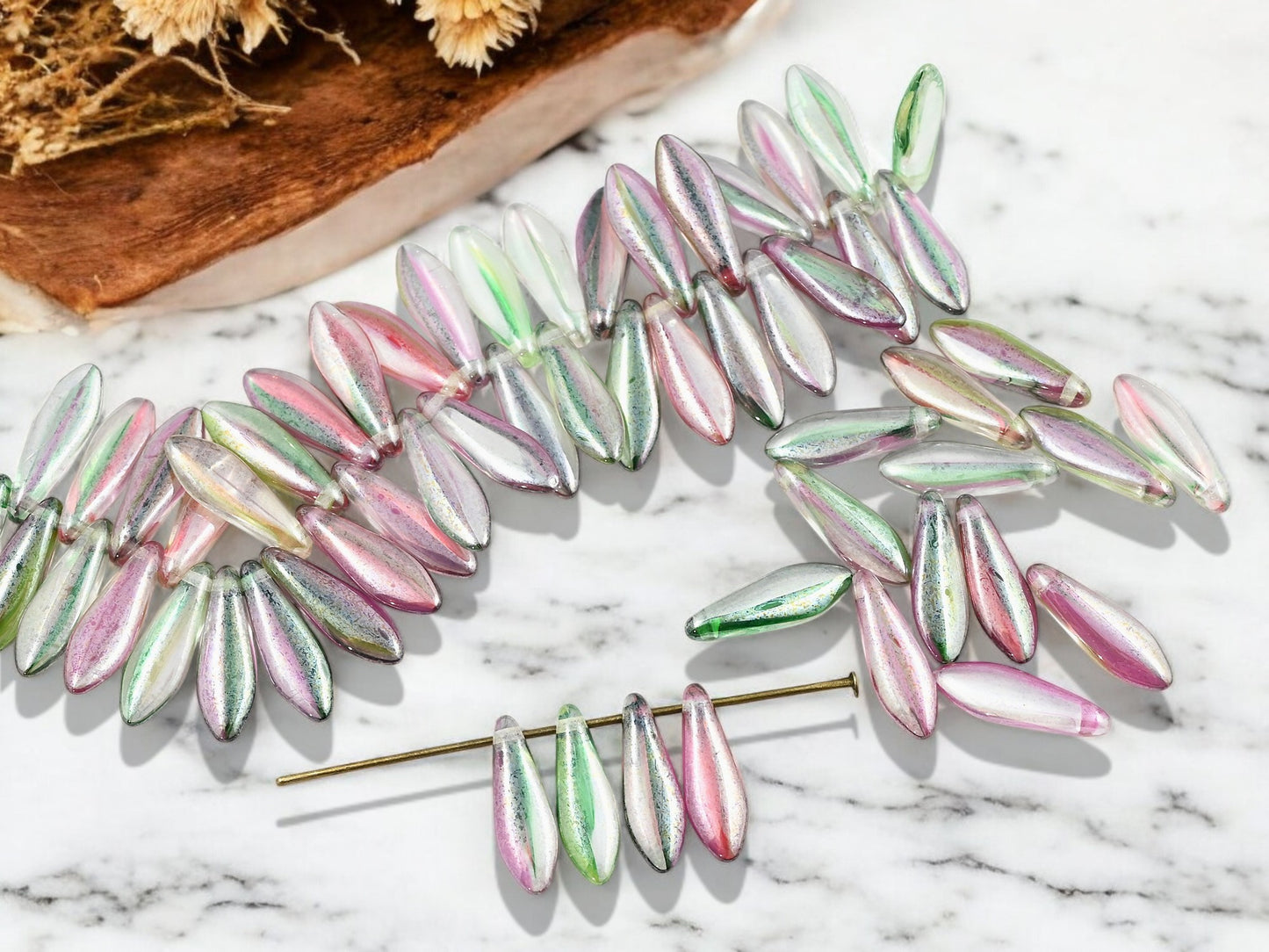 *40* 5x16mm Spring Pastel Luster Dagger Beads