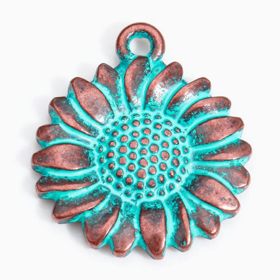 *20* 20x17mm Copper Patina Sunflower Charms