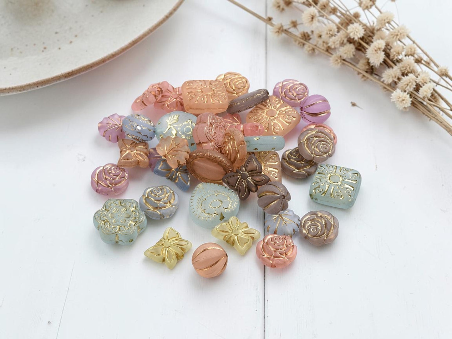 Gilded Translucent Mixed Shape Acrylic Beads (24 gram Tube)