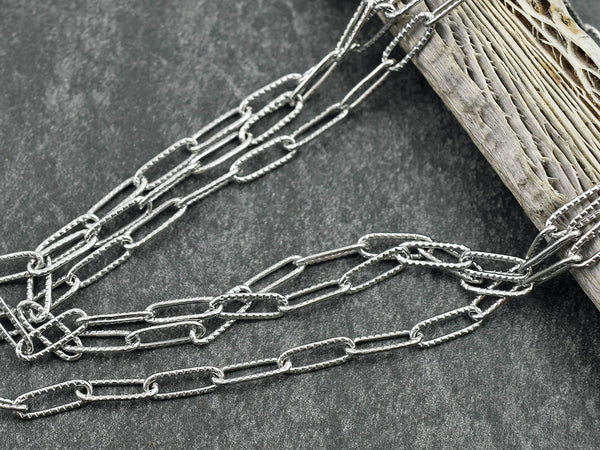 304 Stainless Steel Textured Paperclip Chain 12x4mm (soldered)