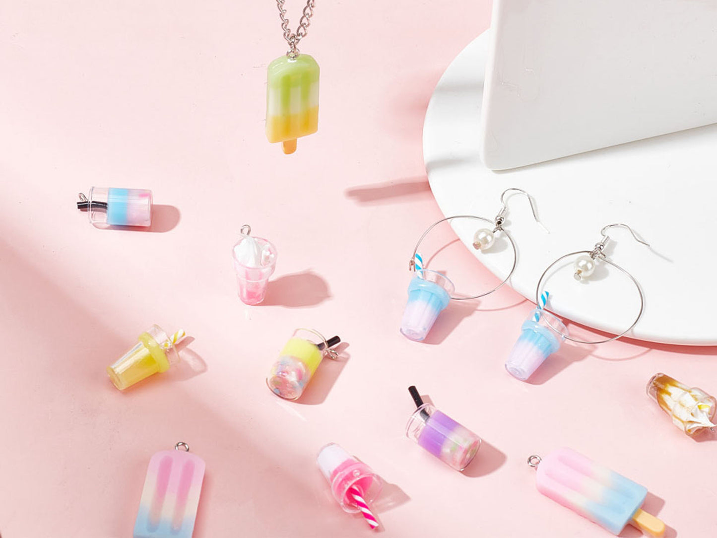 *8* Mixed Resin Summer Drink & Popsicle Charms