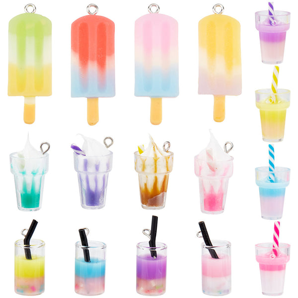 *8* Mixed Resin Summer Drink & Popsicle Charms