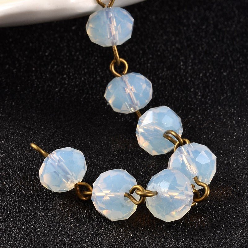 6x8mm Crystal Opaline Fire Polished Rondelles with Bronze Beaded Chain (39.3")