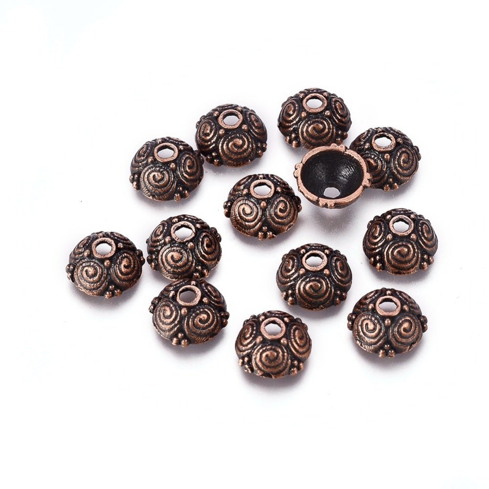 *100* 8mm Antique Copper Bead Caps