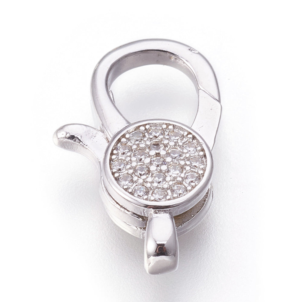 19x12mm Micro Pave Cubic Zirconia Lobster Claw Clasp -- Choose your color