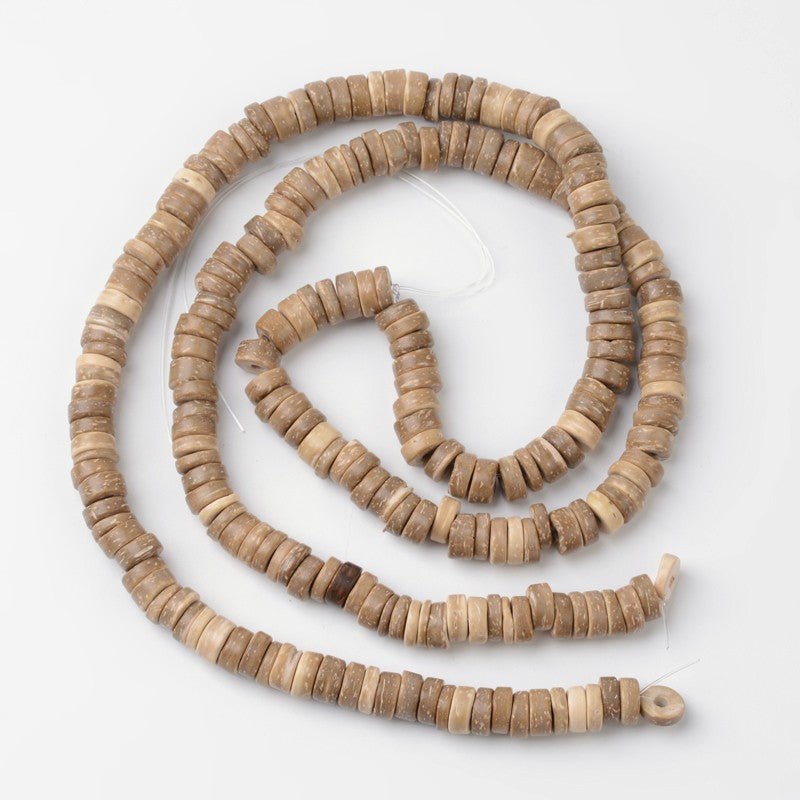 9x2~6mm Natural Coconut Disc Burleywood Beads (15.7" Strand)