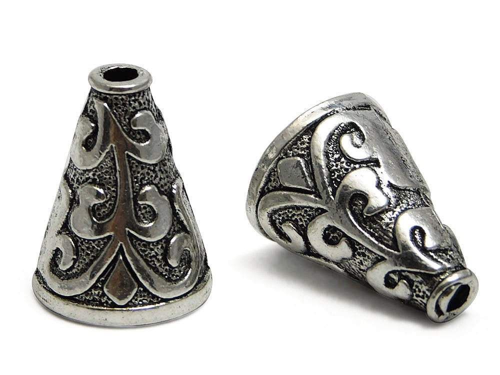 *4* 21x16mm Antique Silver Ornate Bead Caps