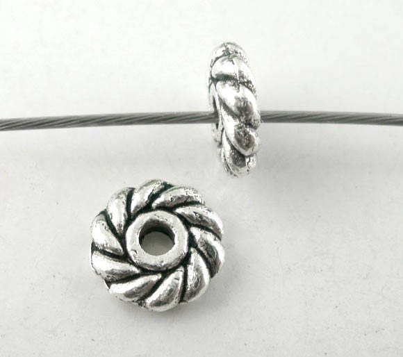 6mm Antique Silver Rope Heishi Spacer Beads - 200pcs