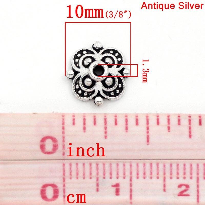 *100* 10mm Antique Silver Bead Caps