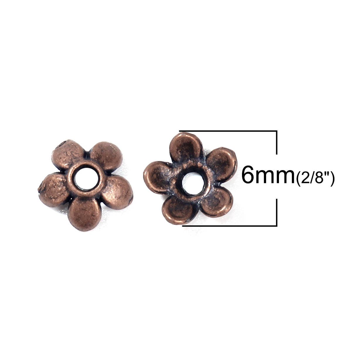 6mm Antique Copper Flower Bead Caps -- Choose Your Quantity